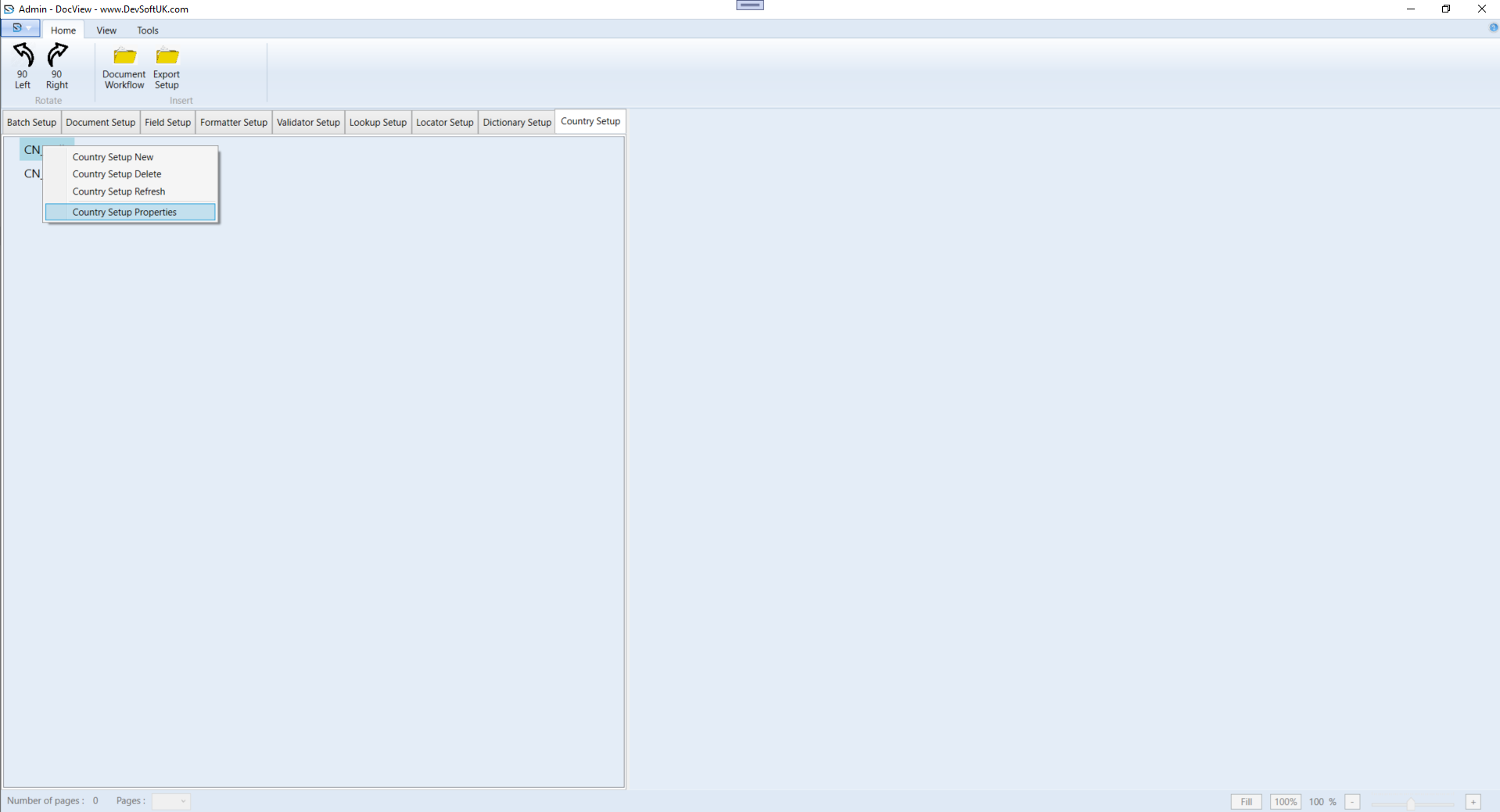 Country Setup Properties