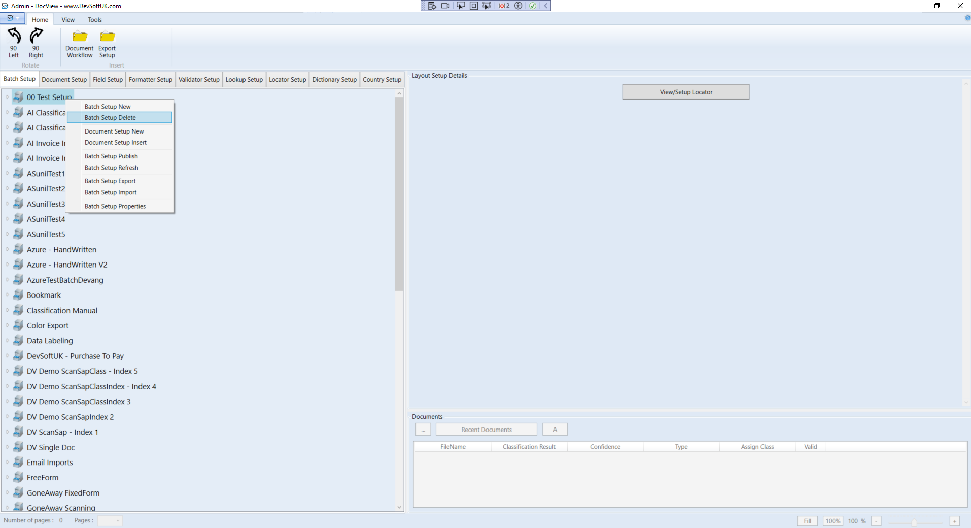 Batch Setup Context Menu