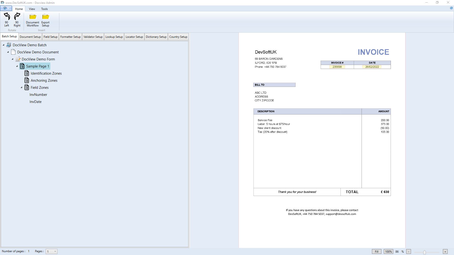 Document Flow Setup Window