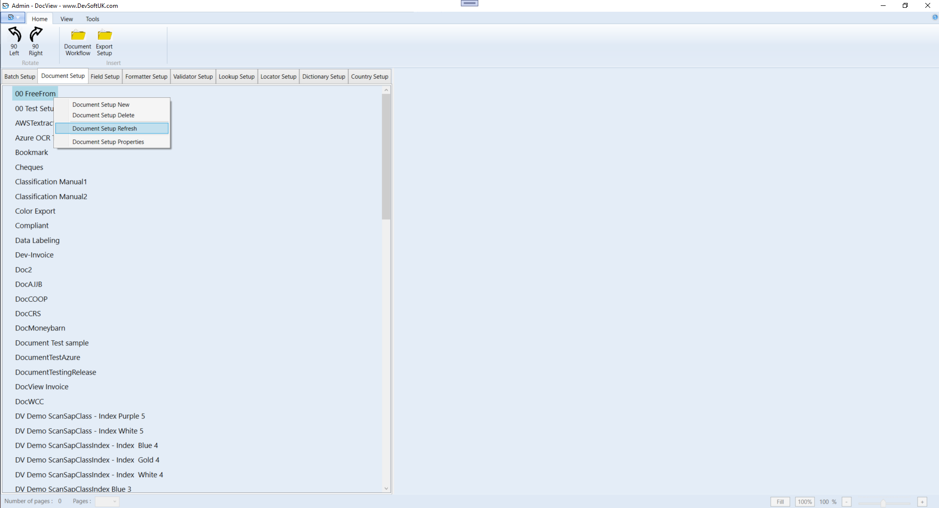 Document Setup Refresh