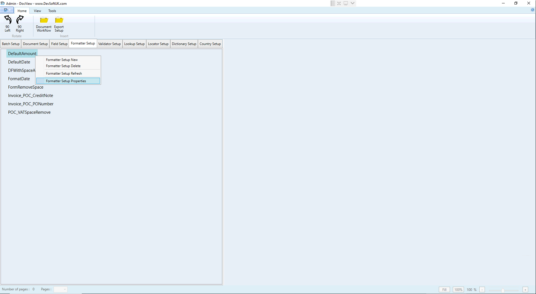 Formatter Setup Properties