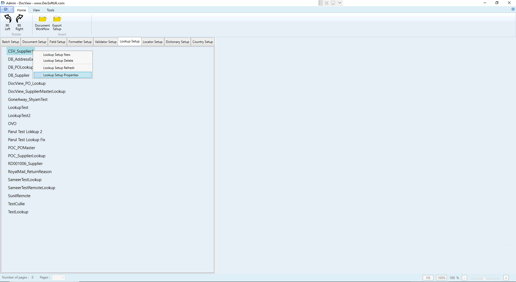 Lookup Setup Properties