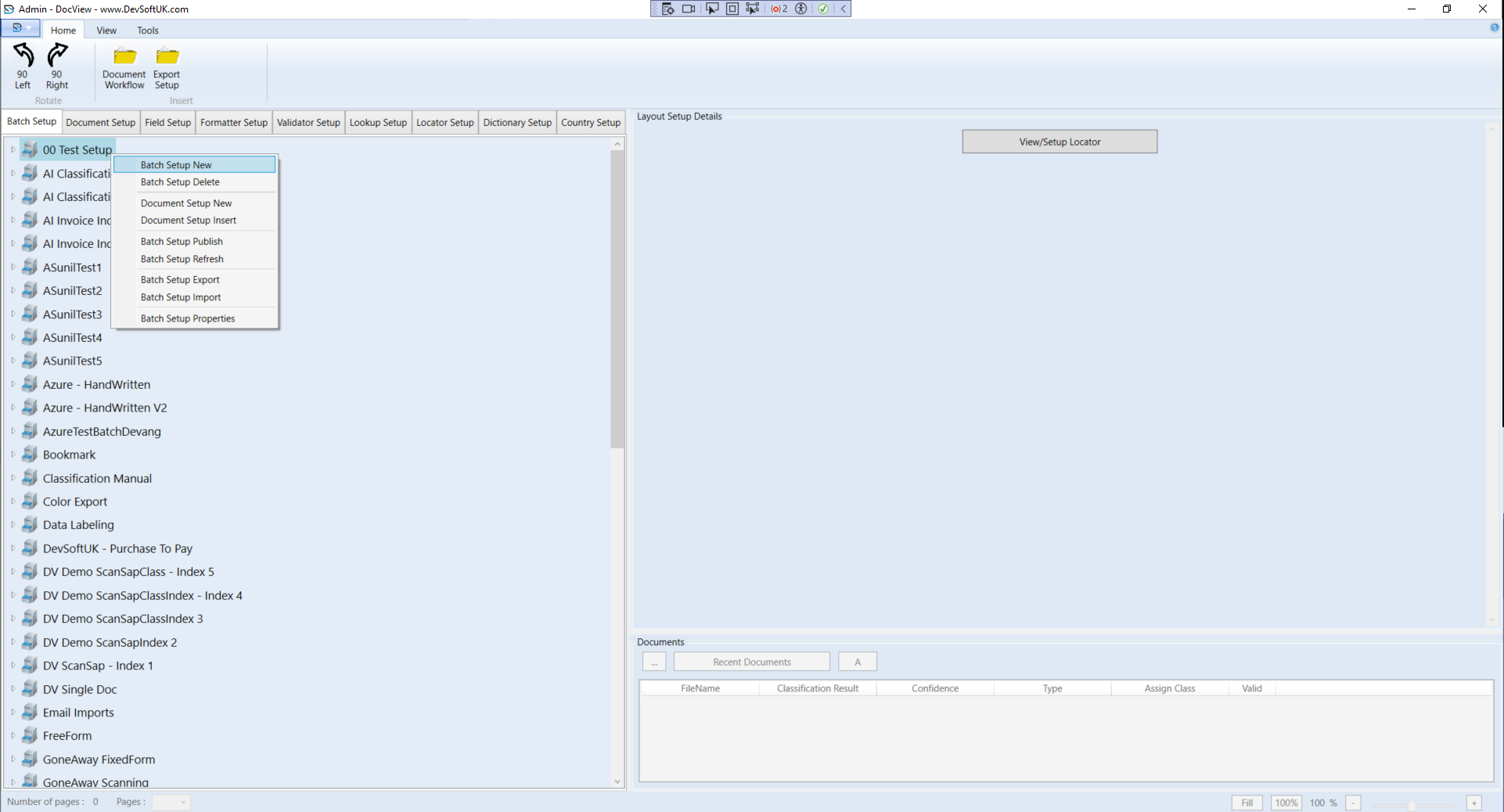New Batch Setup Window