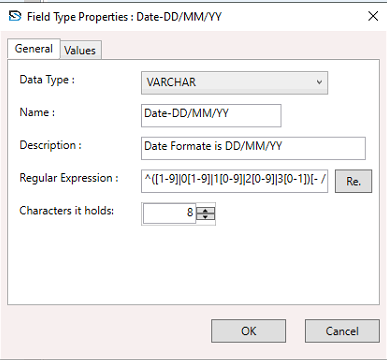 New Field Setup Window