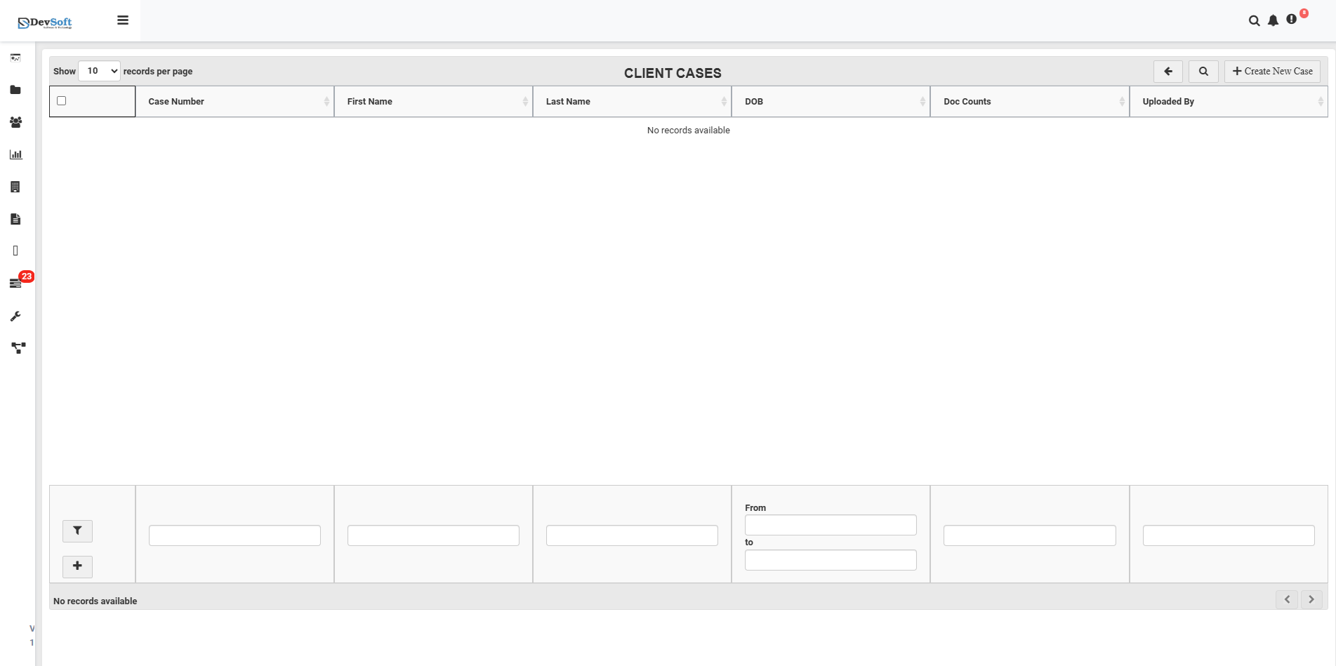 Client Cases Main View