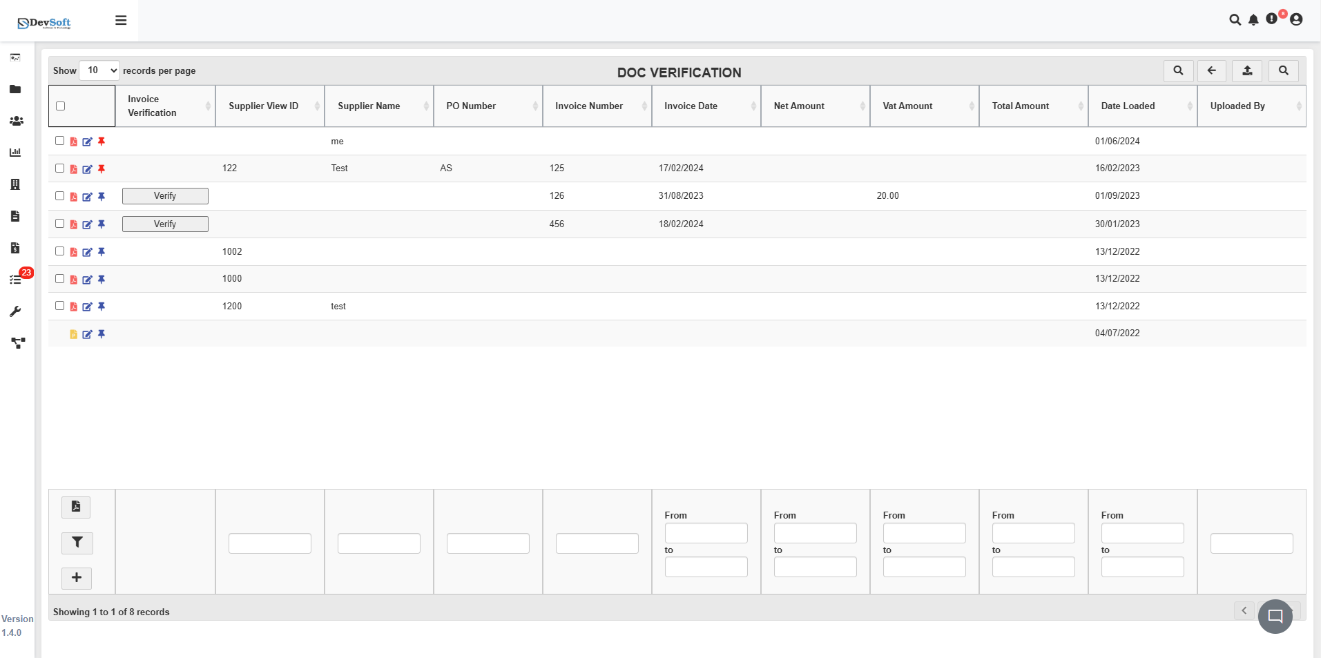 Doc Verification Main View