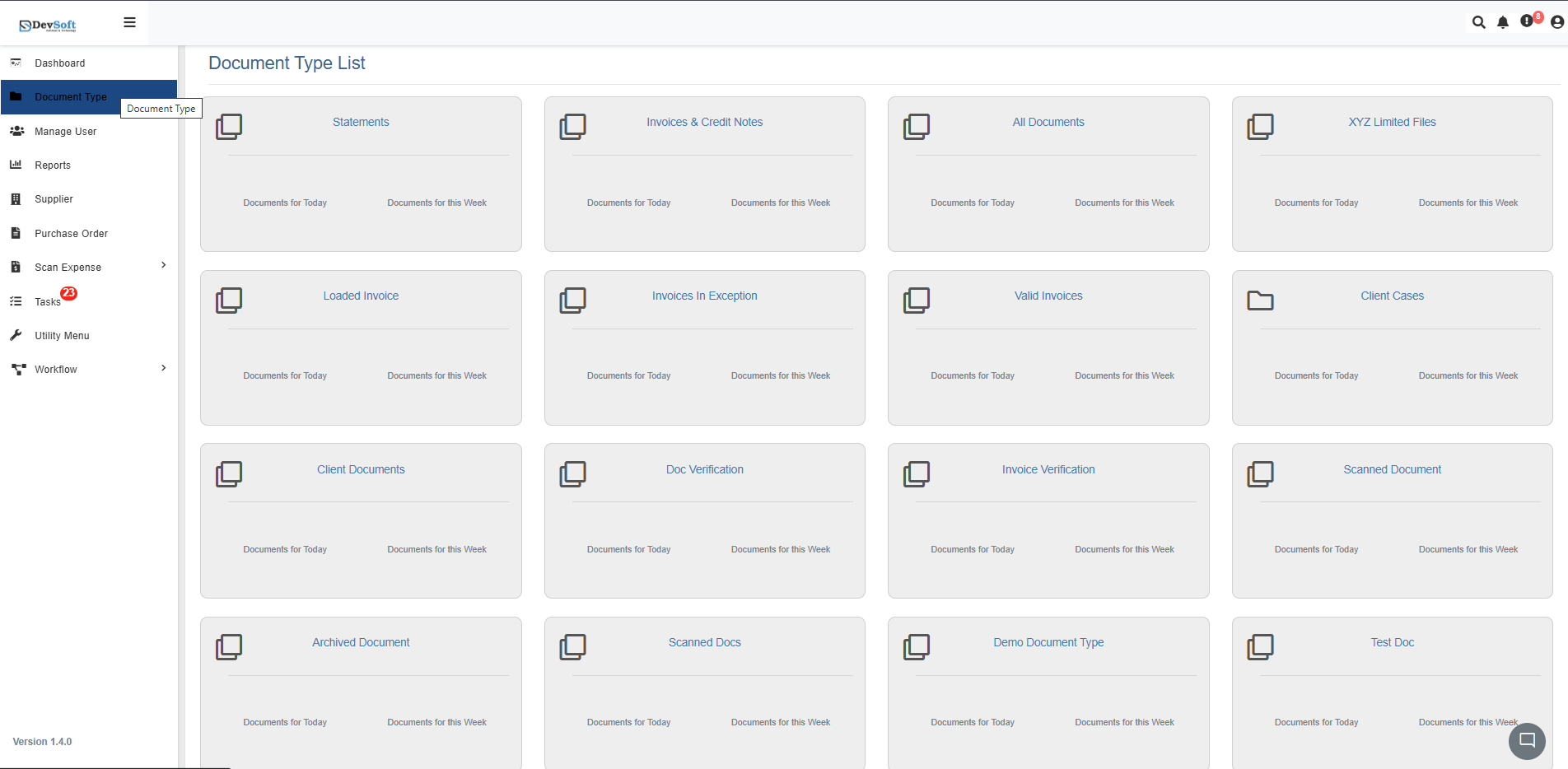 DocView Web Doctype List