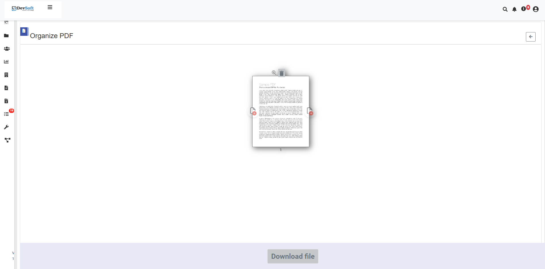 Organize PDF Uploaded View