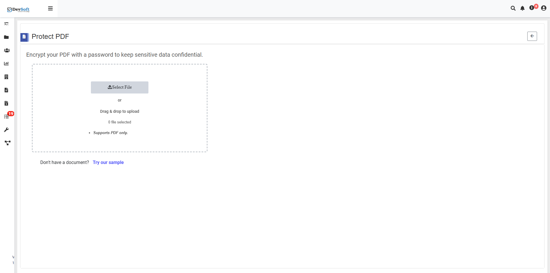 Protect PDF Interface