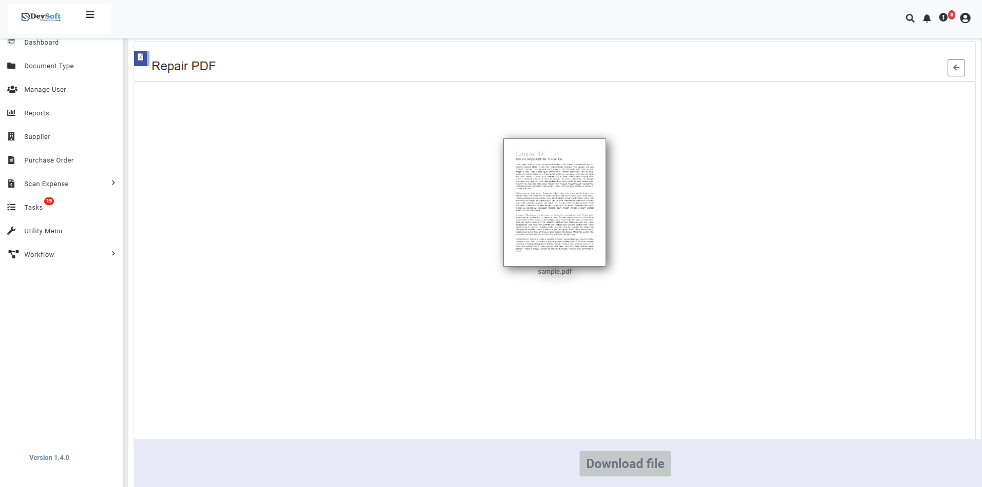 Repair PDF Uploaded View
