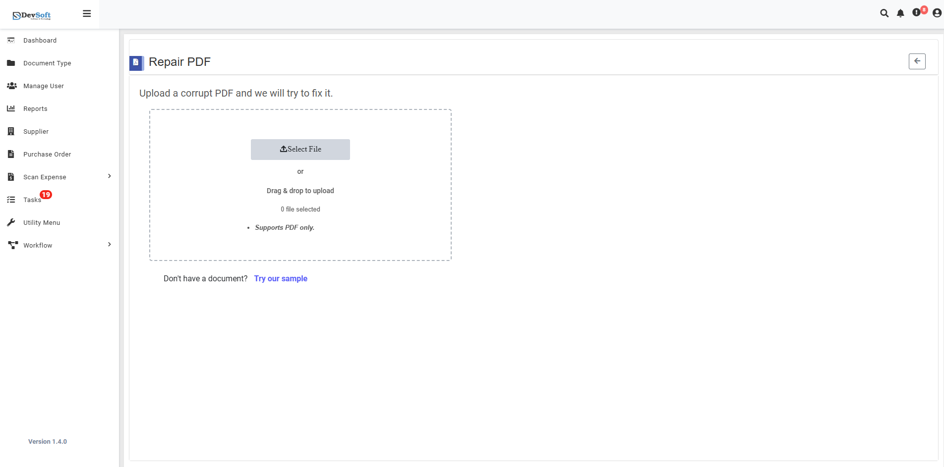 Repair PDF Interface