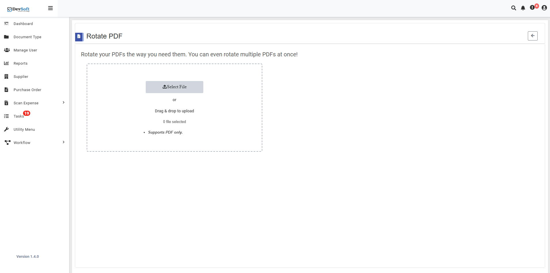 Rotate PDF Interface