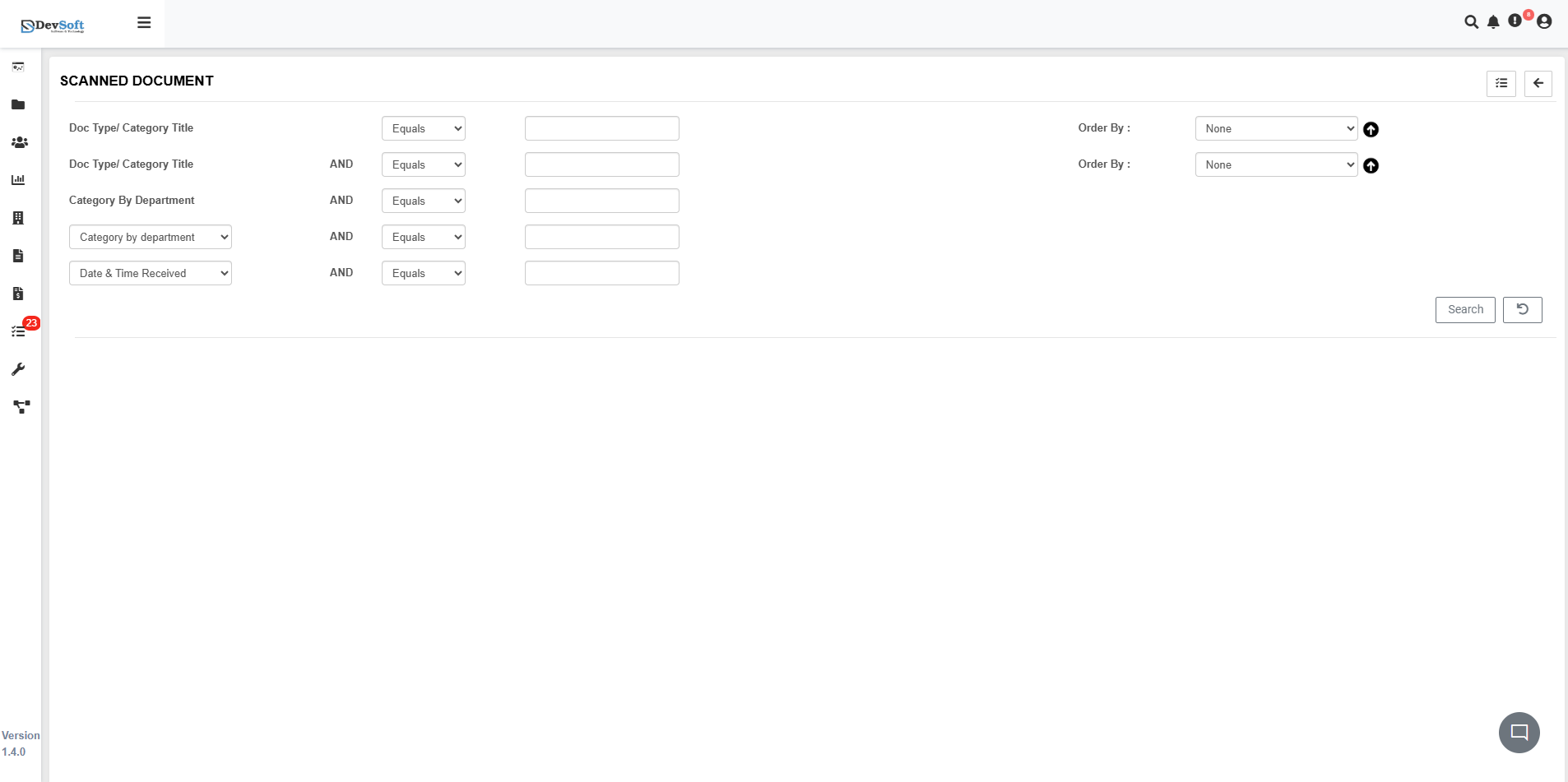 Scanned Document Search Panel