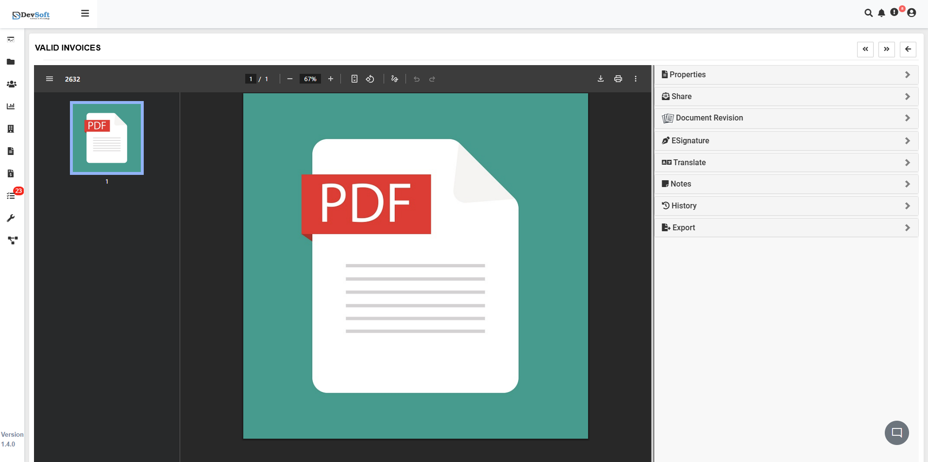 Valid Invoices PDF View