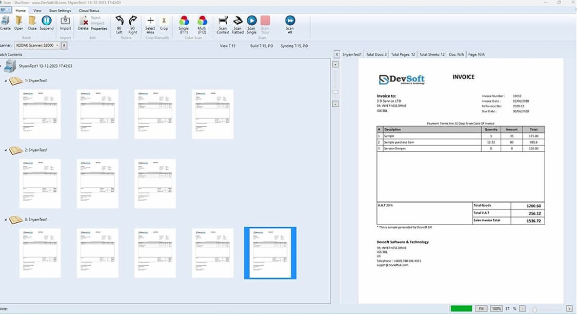 Secure capture and processing of documents in DocView